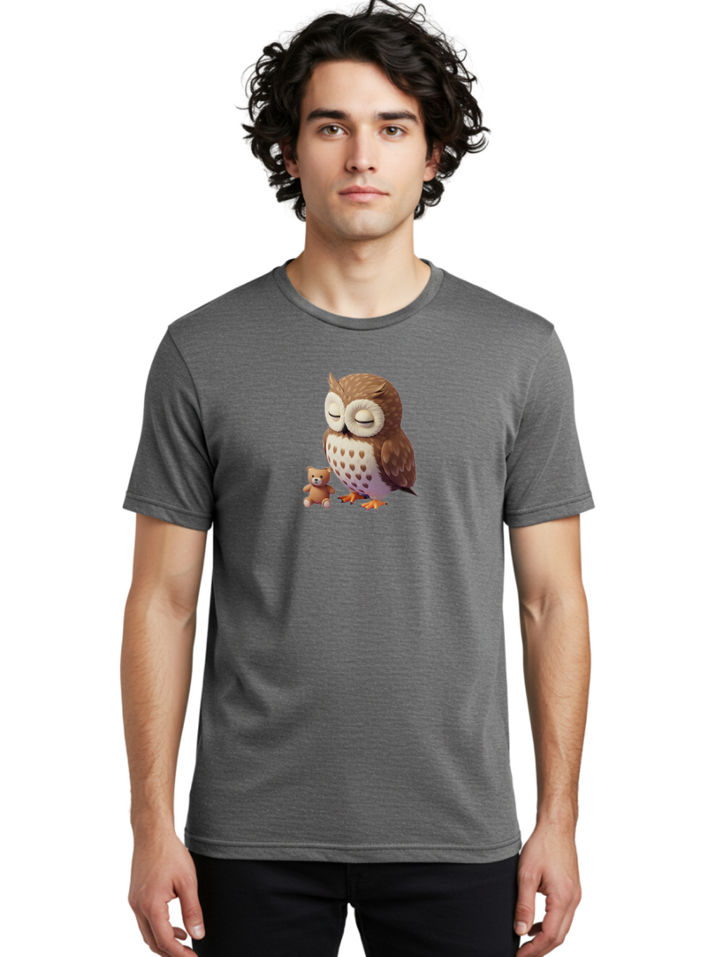 Owl-And-Teddy-1 Men'S Graphic Tee, 100% Cotton, Comfortable Casual Summer Wear, Machine Washable, Vintage Camera, Old Camera, Antique Camera, Black Camera, Classic Photography, Photography Equipment, Nostalgic Device, Film Camera, Camera Art Baf912