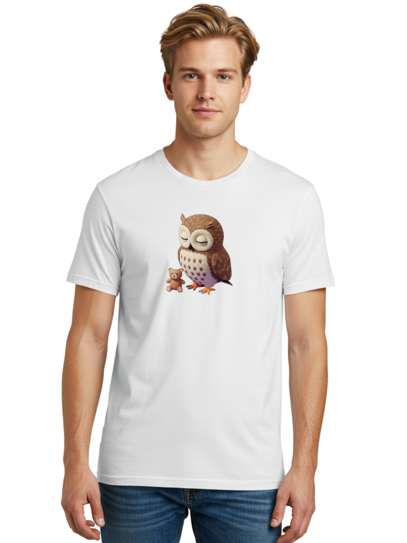 Owl-And-Teddy-1 Men'S Graphic Tee, 100% Cotton, Comfortable Casual Summer Wear, Machine Washable, Vintage Camera, Old Camera, Antique Camera, Black Camera, Classic Photography, Photography Equipment, Nostalgic Device, Film Camera, Camera Art Baf912