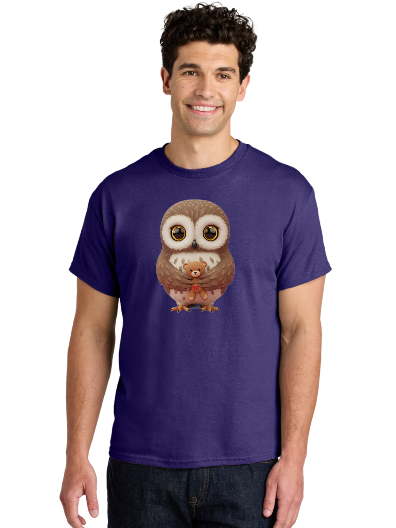 Owl-Embracing-Teddy-Bear Men'S Graphic Tee, 100% Cotton, Comfortable Casual Summer Wear, Machine Washable, Vintage Camera, Old Camera, Antique Camera, Black Camera, Classic Photography, Photography Equipment, Nostalgic Device, Film Camera, Baf917