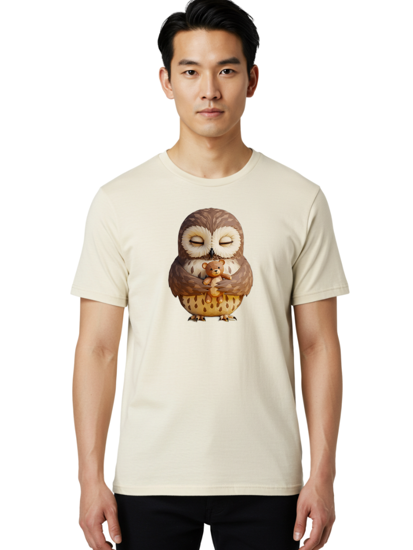 Owl-Hugging-Teddy-1 Men'S Graphic Tee, 100% Cotton, Comfortable Casual Summer Wear, Machine Washable, Vintage Camera, Old Camera, Antique Camera, Black Camera, Classic Photography, Photography Equipment, Nostalgic Device, Film Camera, Baf919
