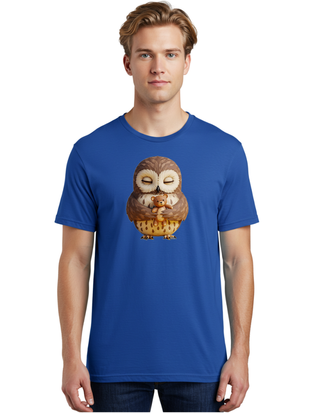 Owl-Hugging-Teddy-1 Men'S Graphic Tee, 100% Cotton, Comfortable Casual Summer Wear, Machine Washable, Vintage Camera, Old Camera, Antique Camera, Black Camera, Classic Photography, Photography Equipment, Nostalgic Device, Film Camera, Baf919