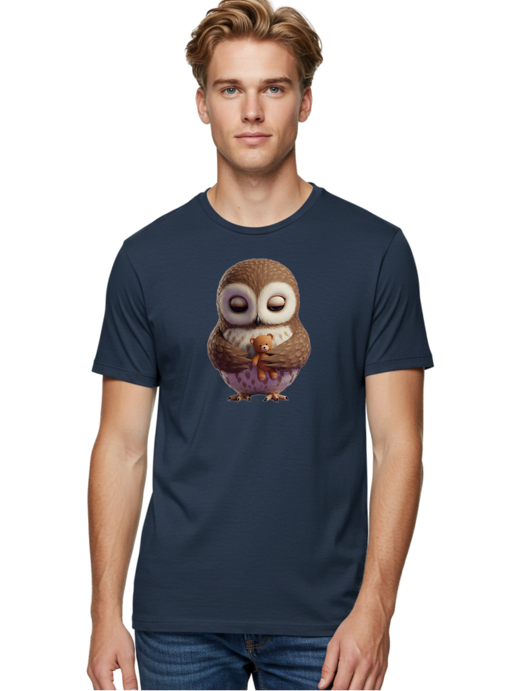 Owl-Hugging-Teddy-2 Men'S Graphic Tee, 100% Cotton, Comfortable Casual Summer Wear, Machine Washable, Vintage Camera, Old Camera, Antique Camera, Black Camera, Classic Photography, Photography Equipment, Nostalgic Device, Film Camera, Baf920