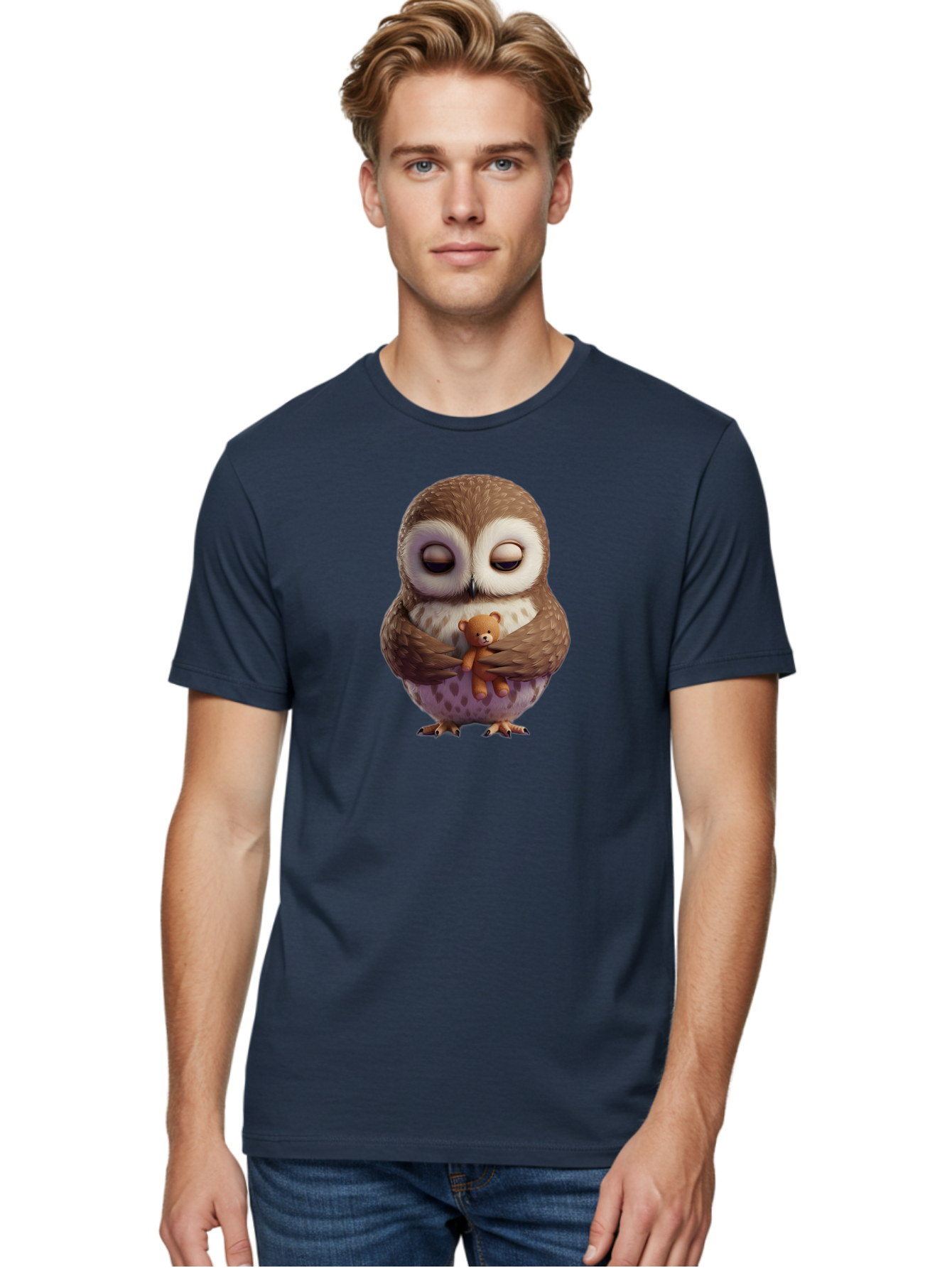 Owl-Hugging-Teddy-2 Men'S Graphic Tee, 100% Cotton, Comfortable Casual Summer Wear, Machine Washable, Vintage Camera, Old Camera, Antique Camera, Black Camera, Classic Photography, Photography Equipment, Nostalgic Device, Film Camera, Baf920