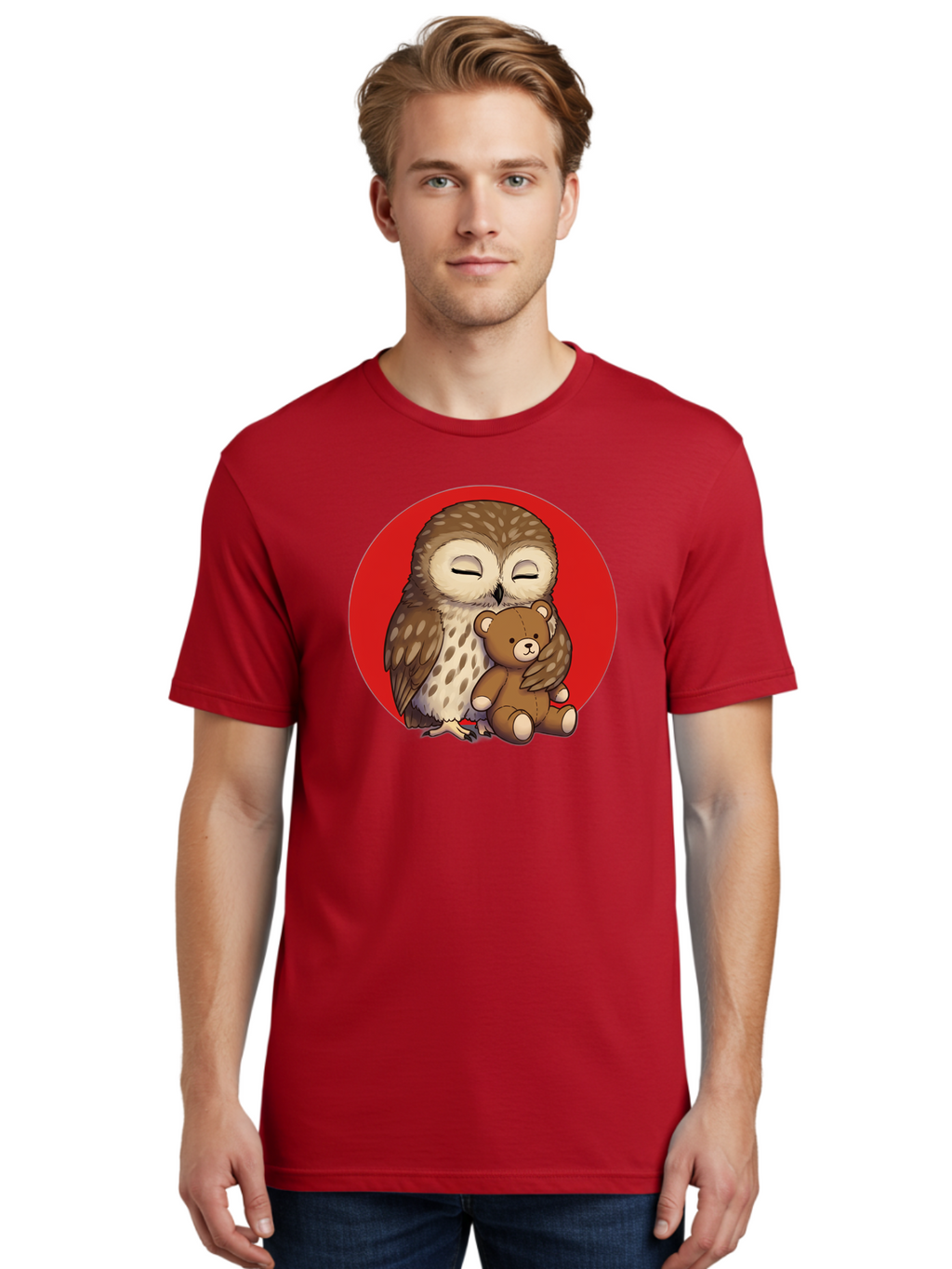 Owl-Hugging-Teddy-4 Men'S Graphic Tee, 100% Cotton, Comfortable Casual Summer Wear, Machine Washable, Vintage Camera, Old Camera, Antique Camera, Black Camera, Classic Photography, Photography Equipment, Nostalgic Device, Film Camera, Baf922