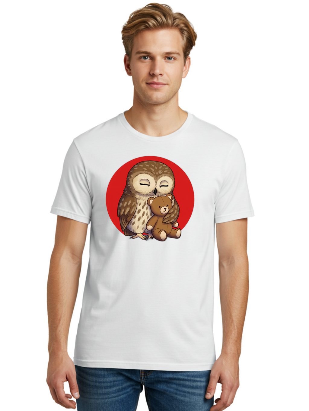 Owl-Hugging-Teddy-4 Men'S Graphic Tee, 100% Cotton, Comfortable Casual Summer Wear, Machine Washable, Vintage Camera, Old Camera, Antique Camera, Black Camera, Classic Photography, Photography Equipment, Nostalgic Device, Film Camera, Baf922
