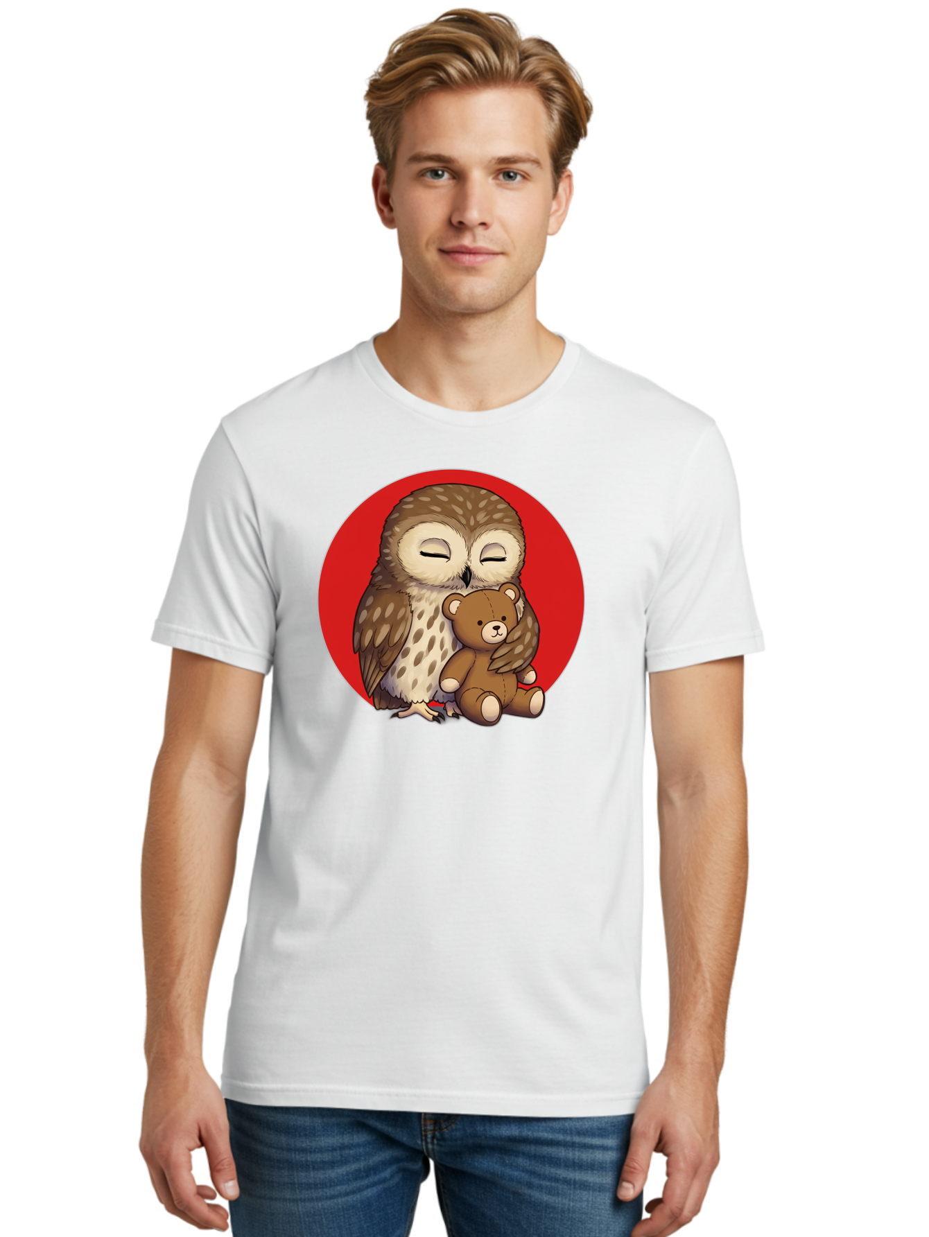 Owl-Hugging-Teddy-4 Men'S Graphic Tee, 100% Cotton, Comfortable Casual Summer Wear, Machine Washable, Vintage Camera, Old Camera, Antique Camera, Black Camera, Classic Photography, Photography Equipment, Nostalgic Device, Film Camera, Baf922
