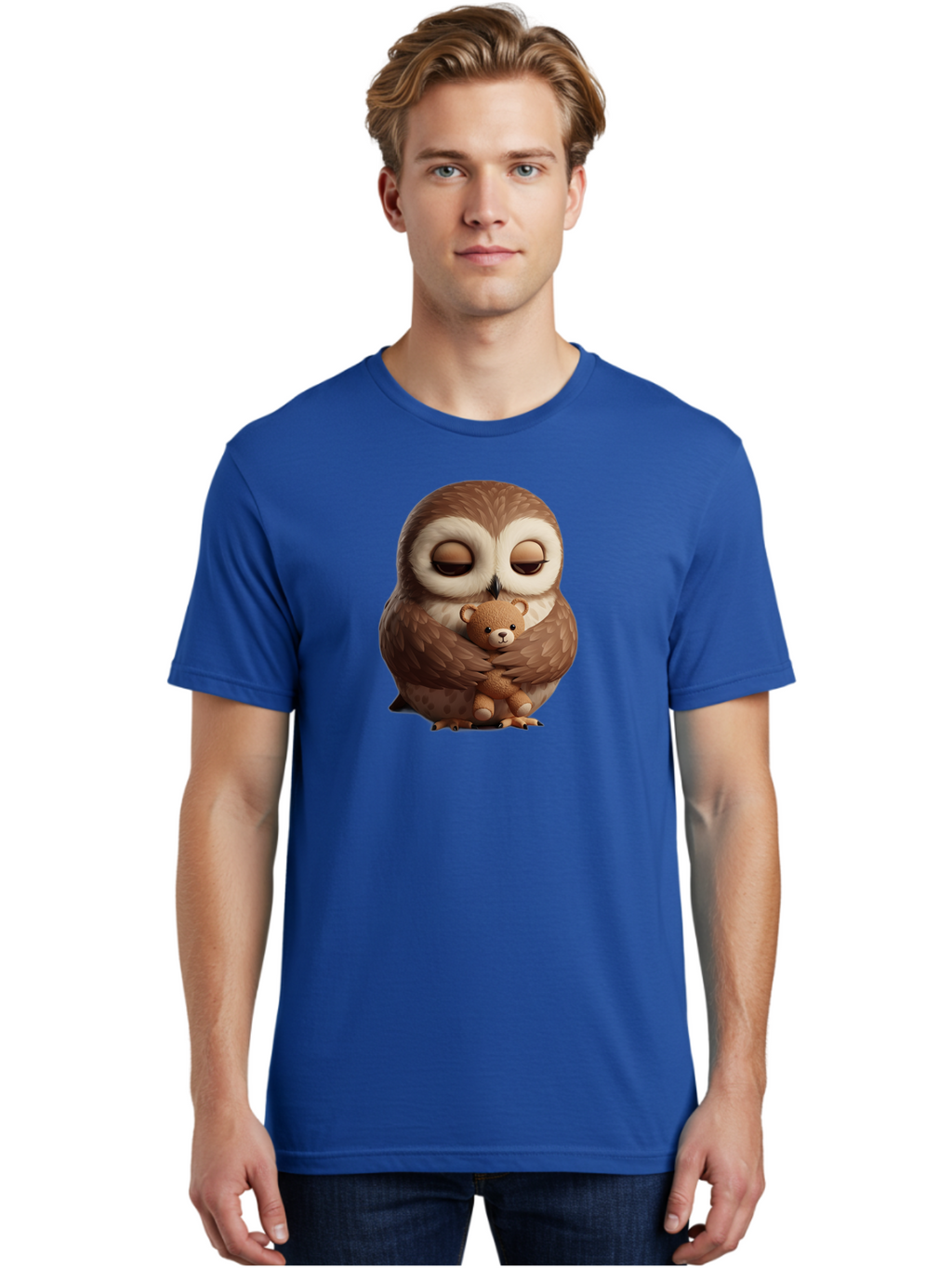Owl-Hugging-Teddy-Bear-2 Men'S Graphic Tee, 100% Cotton, Comfortable Casual Summer Wear, Machine Washable, Vintage Camera, Old Camera, Antique Camera, Black Camera, Classic Photography, Photography Equipment, Nostalgic Device, Film Camera, Baf927
