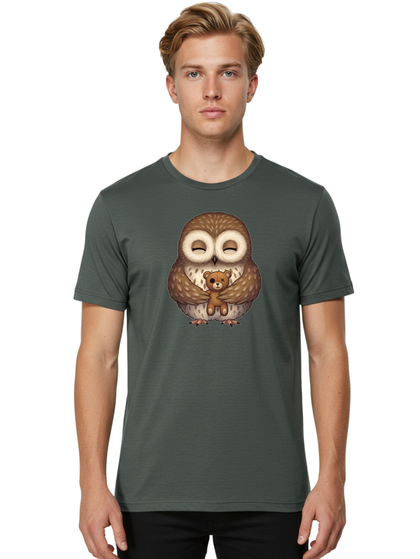 Owl-Hugging-Voodoo-Teddy Men'S Graphic Tee, 100% Cotton, Comfortable Casual Summer Wear, Machine Washable, Vintage Camera, Old Camera, Antique Camera, Black Camera, Classic Photography, Photography Equipment, Nostalgic Device, Film Camera, Baf930