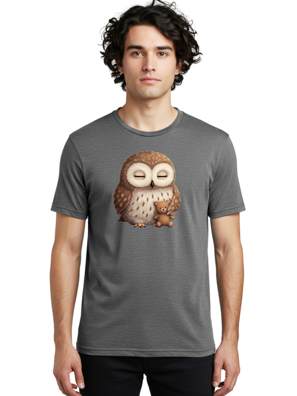Owl-With-Teddy-Bear Men'S Graphic Tee, 100% Cotton, Comfortable Casual Summer Wear, Machine Washable, Vintage Camera, Old Camera, Antique Camera, Black Camera, Classic Photography, Photography Equipment, Nostalgic Device, Film Camera, Baf940