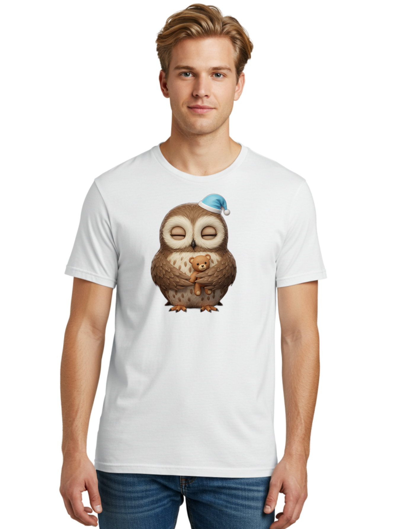 Owl-With-Teddy Men'S Graphic Tee, 100% Cotton, Comfortable Casual Summer Wear, Machine Washable, Vintage Camera, Old Camera, Antique Camera, Black Camera, Classic Photography, Photography Equipment, Nostalgic Device, Film Camera, Camera Art Baf941