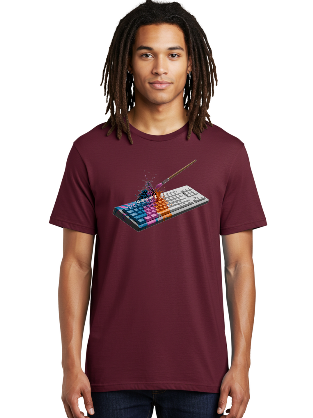 Paintbrush-Keyboard Men'S Graphic Tee, 100% Cotton, Comfortable Casual Summer Wear, Machine Washable, Vintage Camera, Old Camera, Antique Camera, Black Camera, Classic Photography, Photography Equipment, Nostalgic Device, Film Camera, Baf942
