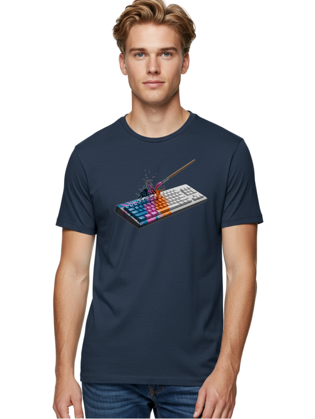 Paintbrush-Keyboard Men'S Graphic Tee, 100% Cotton, Comfortable Casual Summer Wear, Machine Washable, Vintage Camera, Old Camera, Antique Camera, Black Camera, Classic Photography, Photography Equipment, Nostalgic Device, Film Camera, Baf942