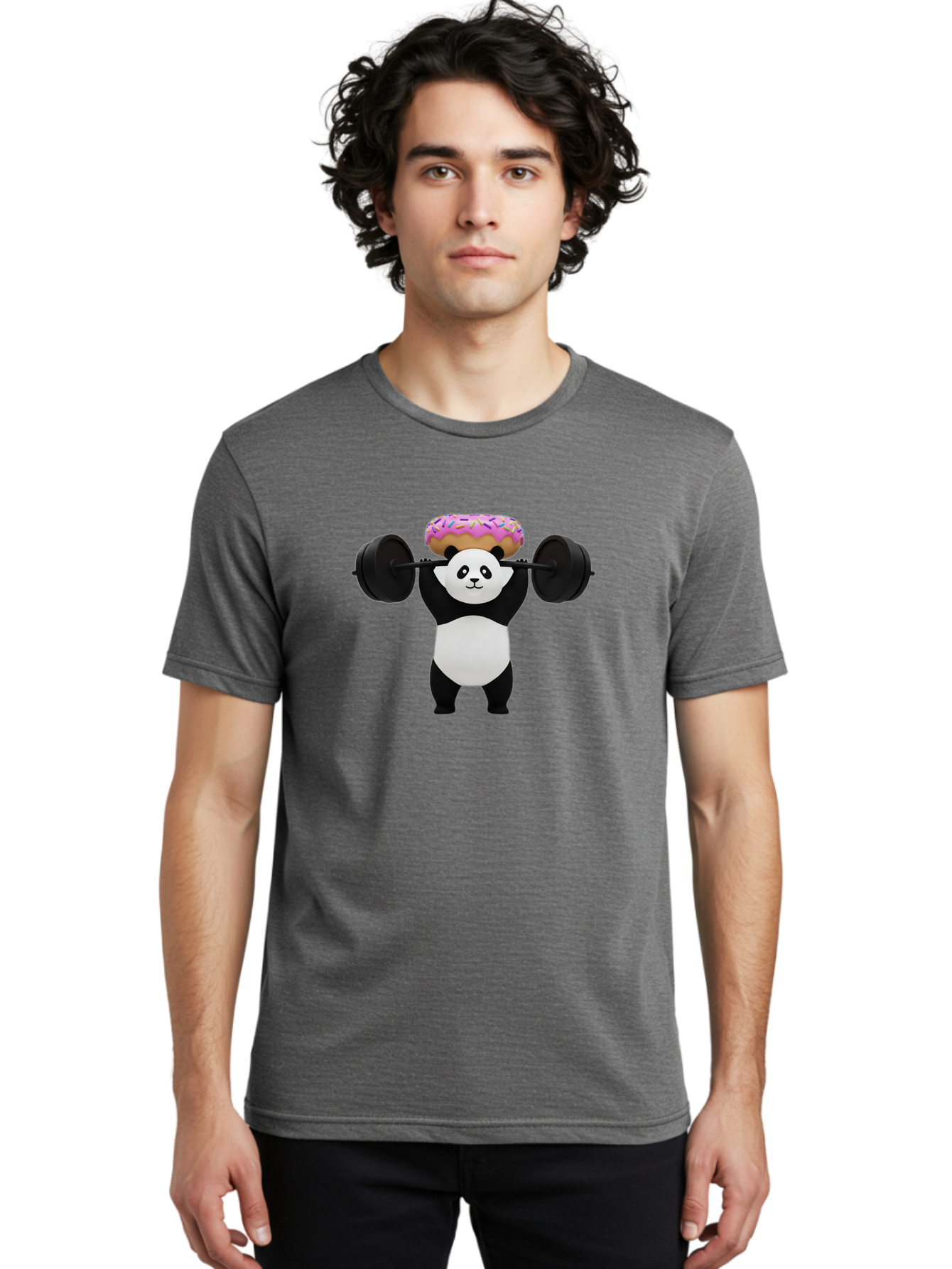 Panda-Lifting-Barbell-1 Men'S Graphic Tee, 100% Cotton, Comfortable Casual Summer Wear, Machine Washable, Vintage Camera, Old Camera, Antique Camera, Black Camera, Classic Photography, Photography Equipment, Nostalgic Device, Film Camera, Baf944