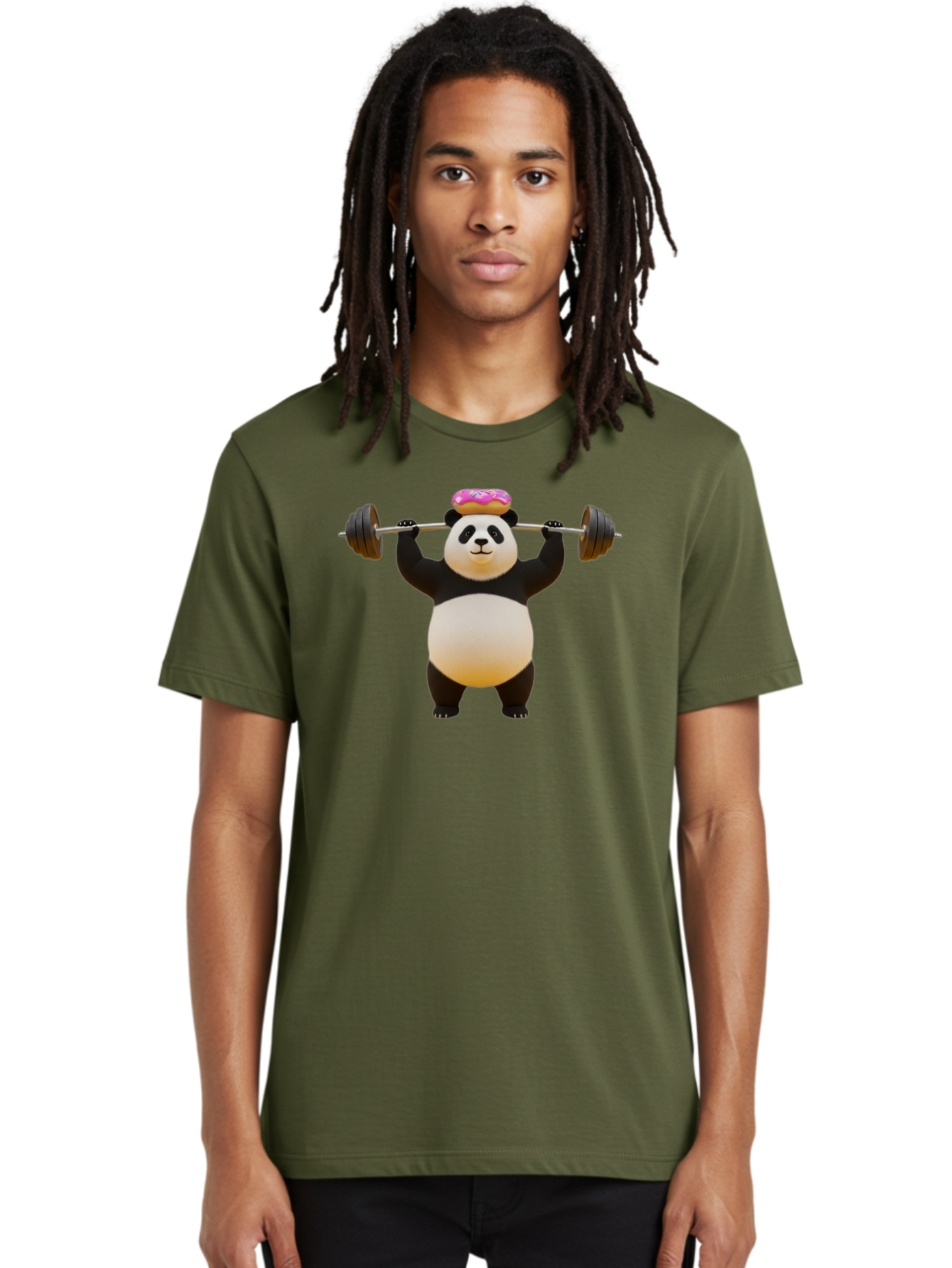 Panda-Lifting-Donut-1 Men'S Graphic Tee, 100% Cotton, Comfortable Casual Summer Wear, Machine Washable, Vintage Camera, Old Camera, Antique Camera, Black Camera, Classic Photography, Photography Equipment, Nostalgic Device, Film Camera, Baf946
