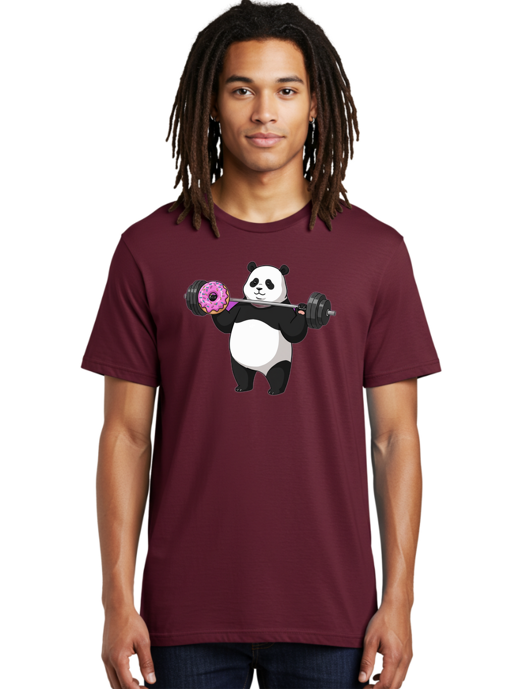 Panda-Lifting-Donut Men'S Graphic Tee, 100% Cotton, Comfortable Casual Summer Wear, Machine Washable, Vintage Camera, Old Camera, Antique Camera, Black Camera, Classic Photography, Photography Equipment, Nostalgic Device, Film Camera, Baf947