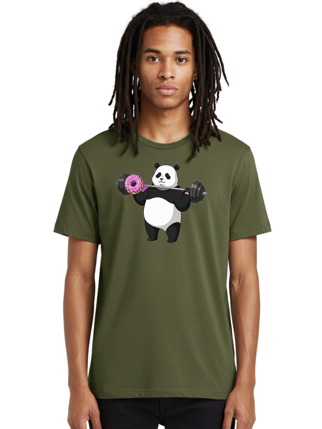 Panda-Lifting-Donut Men'S Graphic Tee, 100% Cotton, Comfortable Casual Summer Wear, Machine Washable, Vintage Camera, Old Camera, Antique Camera, Black Camera, Classic Photography, Photography Equipment, Nostalgic Device, Film Camera, Baf947