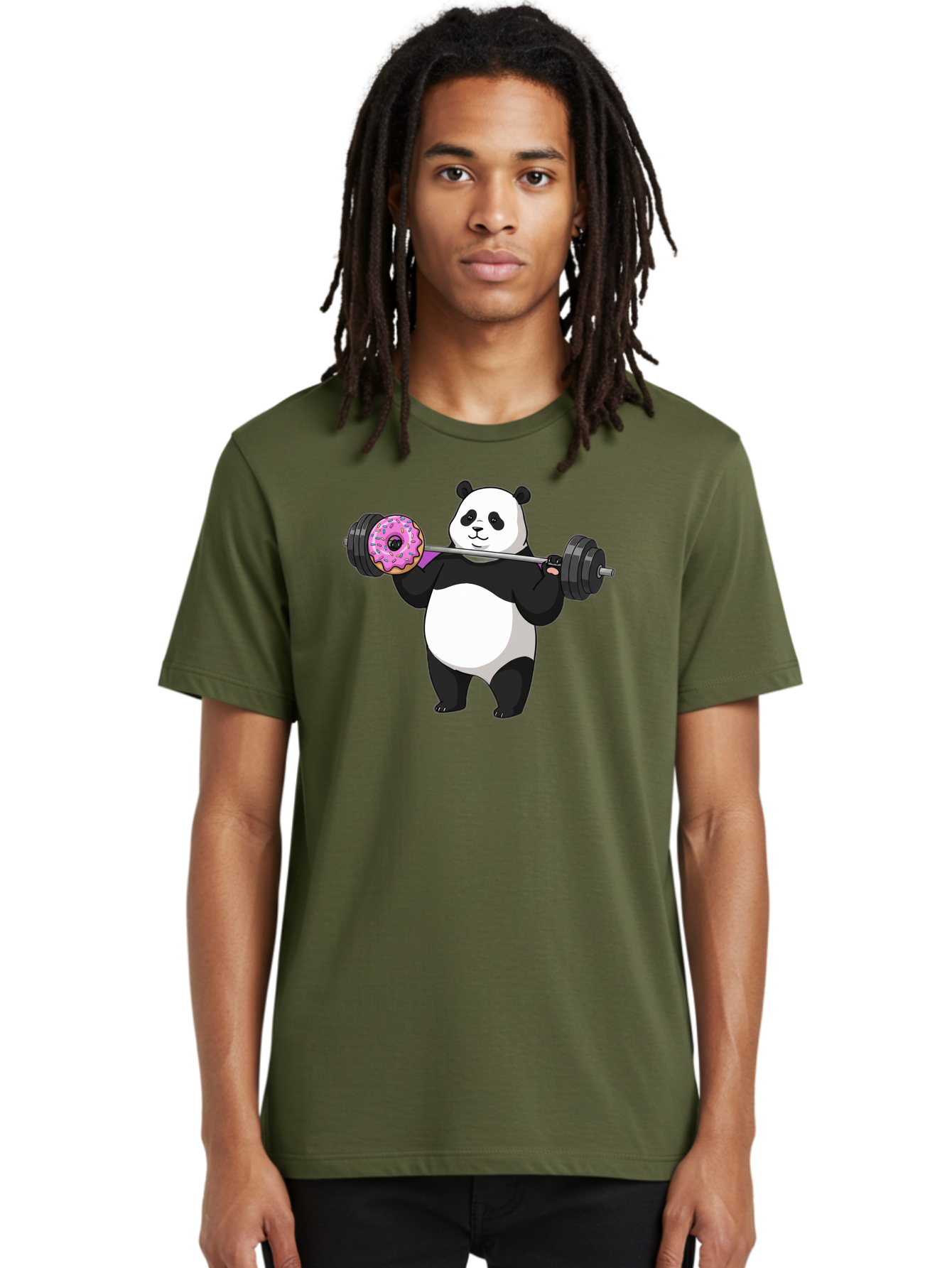 Panda-Lifting-Donut Men'S Graphic Tee, 100% Cotton, Comfortable Casual Summer Wear, Machine Washable, Vintage Camera, Old Camera, Antique Camera, Black Camera, Classic Photography, Photography Equipment, Nostalgic Device, Film Camera, Baf947