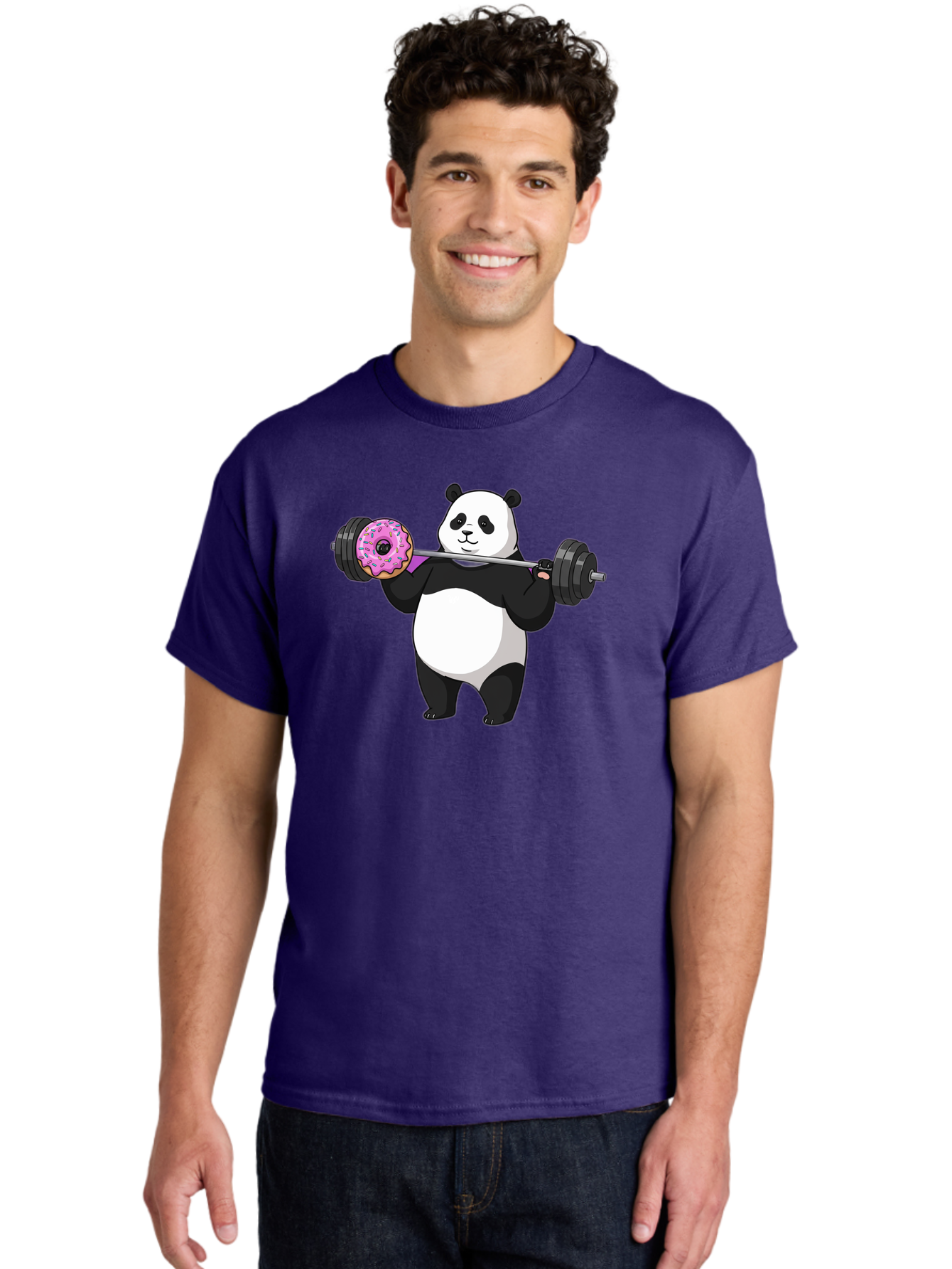 Panda-Lifting-Donut Men'S Graphic Tee, 100% Cotton, Comfortable Casual Summer Wear, Machine Washable, Vintage Camera, Old Camera, Antique Camera, Black Camera, Classic Photography, Photography Equipment, Nostalgic Device, Film Camera, Baf947