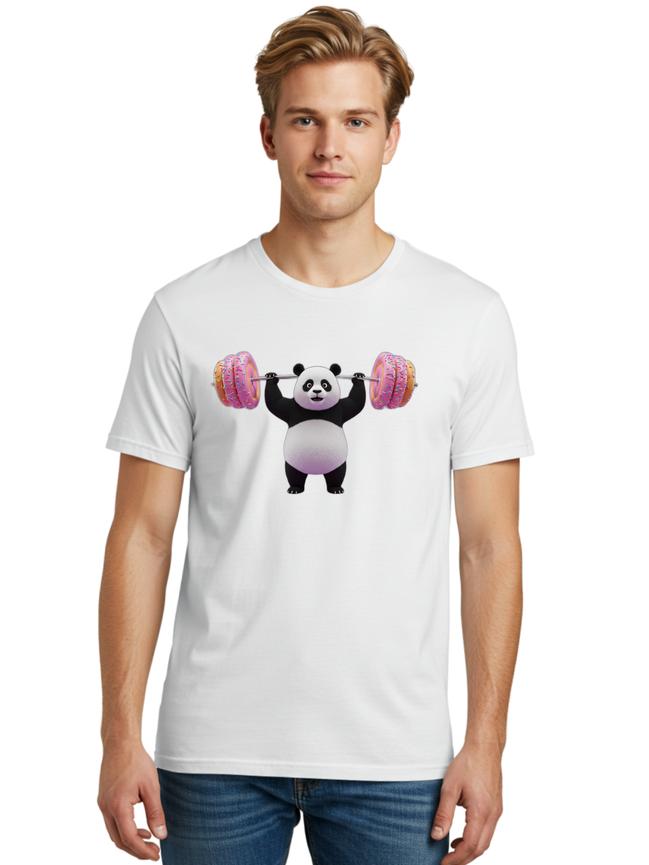 Panda-Lifting-Donuts-3 Men'S Graphic Tee, 100% Cotton, Comfortable Casual Summer Wear, Machine Washable, Vintage Camera, Old Camera, Antique Camera, Black Camera, Classic Photography, Photography Equipment, Nostalgic Device, Film Camera, Baf950
