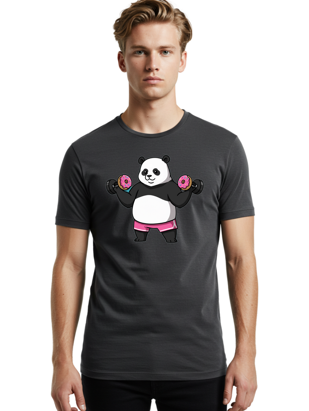 Panda-Lifting-Donuts-Dumbbells Men'S Graphic Tee, 100% Cotton, Comfortable Casual Summer Wear, Machine Washable, Vintage Camera, Old Camera, Antique Camera, Black Camera, Classic Photography, Photography Equipment, Nostalgic Device, Baf951