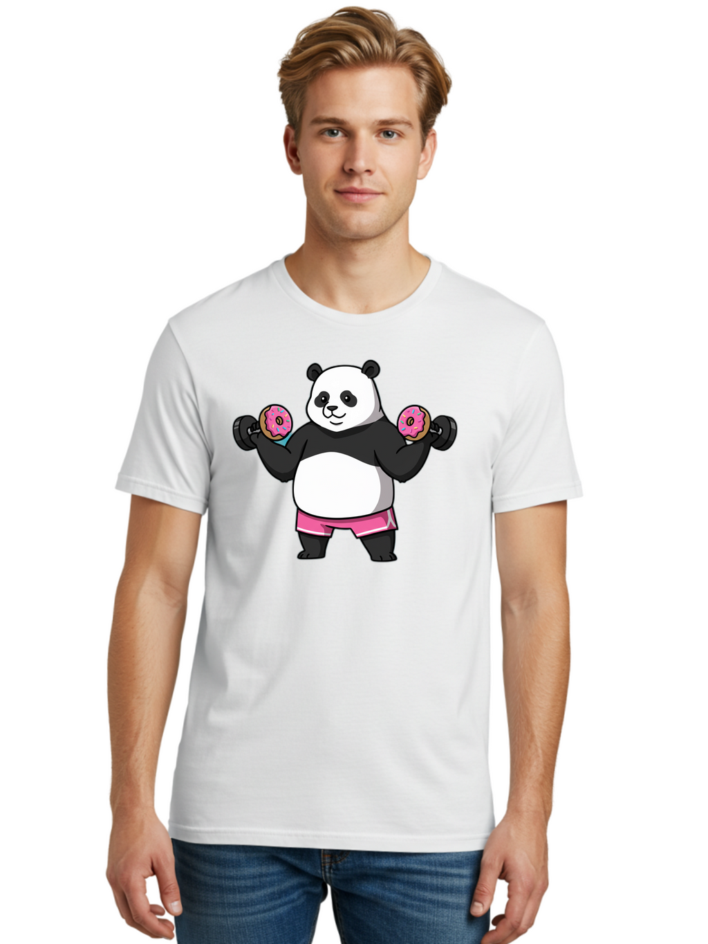 Panda-Lifting-Donuts-Dumbbells Men'S Graphic Tee, 100% Cotton, Comfortable Casual Summer Wear, Machine Washable, Vintage Camera, Old Camera, Antique Camera, Black Camera, Classic Photography, Photography Equipment, Nostalgic Device, Baf951