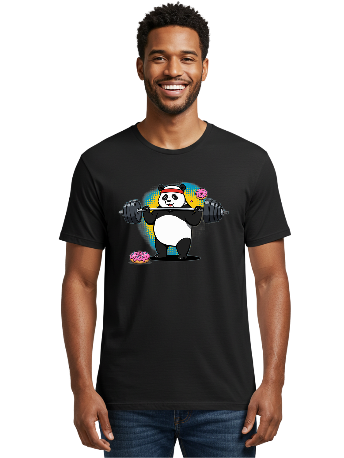 Panda-Lifting-Weights-2 Men'S Graphic Tee, 100% Cotton, Comfortable Casual Summer Wear, Machine Washable, Vintage Camera, Old Camera, Antique Camera, Black Camera, Classic Photography, Photography Equipment, Nostalgic Device, Film Camera, Baf954