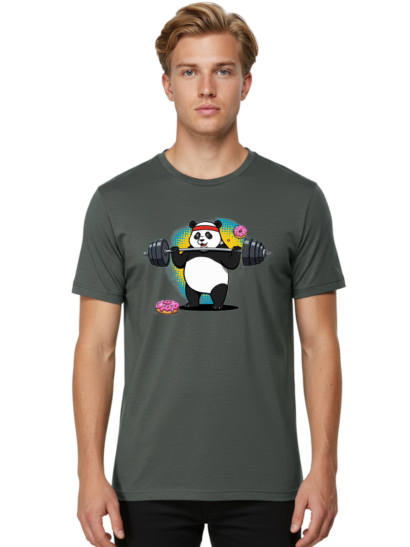 Panda-Lifting-Weights-2 Men'S Graphic Tee, 100% Cotton, Comfortable Casual Summer Wear, Machine Washable, Vintage Camera, Old Camera, Antique Camera, Black Camera, Classic Photography, Photography Equipment, Nostalgic Device, Film Camera, Baf954