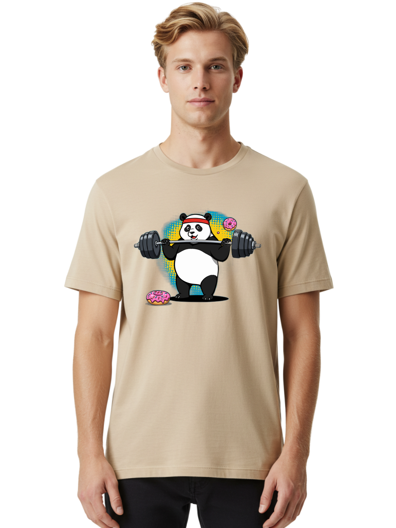 Panda-Lifting-Weights-2 Men'S Graphic Tee, 100% Cotton, Comfortable Casual Summer Wear, Machine Washable, Vintage Camera, Old Camera, Antique Camera, Black Camera, Classic Photography, Photography Equipment, Nostalgic Device, Film Camera, Baf954