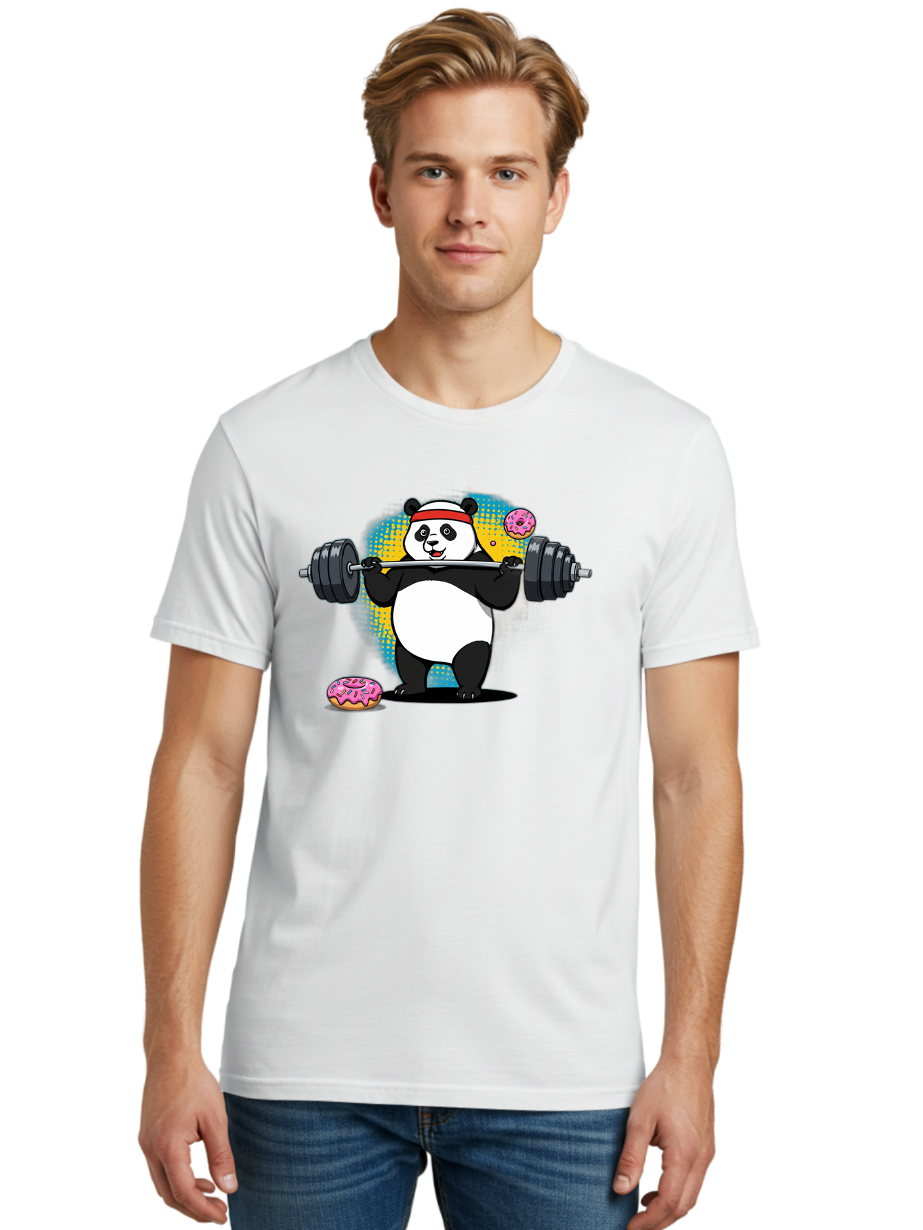 Panda-Lifting-Weights-2 Men'S Graphic Tee, 100% Cotton, Comfortable Casual Summer Wear, Machine Washable, Vintage Camera, Old Camera, Antique Camera, Black Camera, Classic Photography, Photography Equipment, Nostalgic Device, Film Camera, Baf954