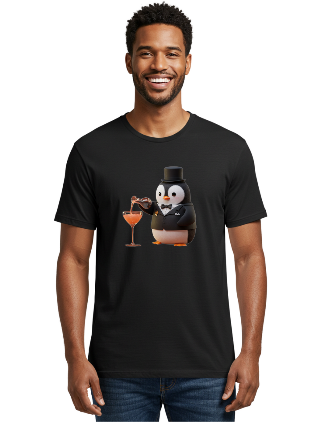 Penguin-Bartender-1 Men'S Graphic Tee, 100% Cotton, Comfortable Casual Summer Wear, Machine Washable, Vintage Camera, Old Camera, Antique Camera, Black Camera, Classic Photography, Photography Equipment, Nostalgic Device, Film Camera, Baf966