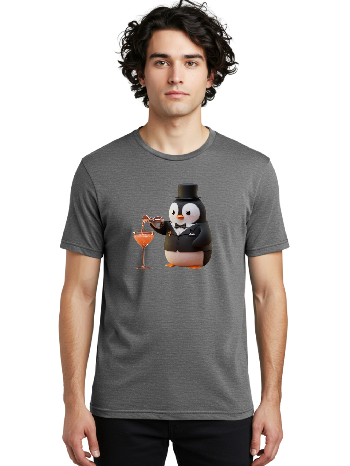 Penguin-Bartender-1 Men'S Graphic Tee, 100% Cotton, Comfortable Casual Summer Wear, Machine Washable, Vintage Camera, Old Camera, Antique Camera, Black Camera, Classic Photography, Photography Equipment, Nostalgic Device, Film Camera, Baf966