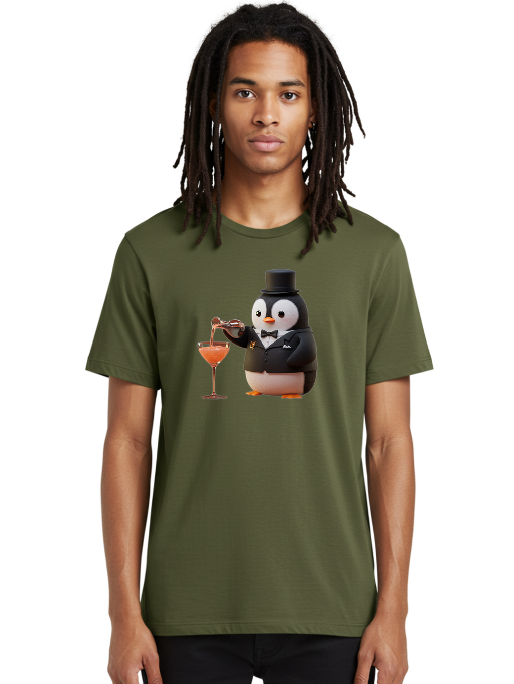 Penguin-Bartender-1 Men'S Graphic Tee, 100% Cotton, Comfortable Casual Summer Wear, Machine Washable, Vintage Camera, Old Camera, Antique Camera, Black Camera, Classic Photography, Photography Equipment, Nostalgic Device, Film Camera, Baf966