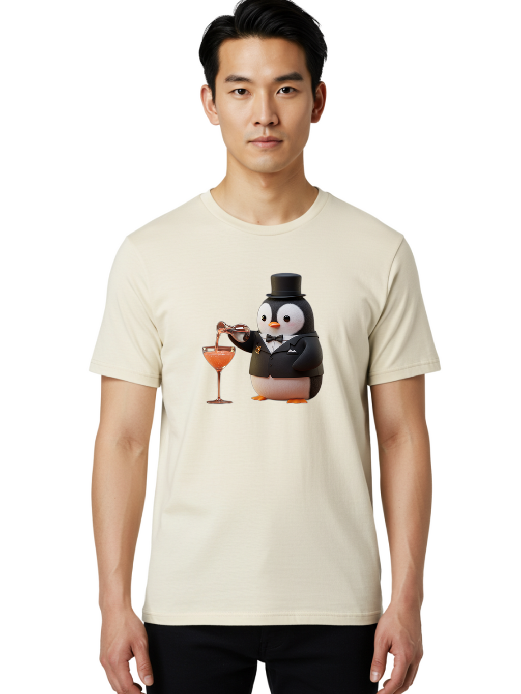Penguin-Bartender-1 Men'S Graphic Tee, 100% Cotton, Comfortable Casual Summer Wear, Machine Washable, Vintage Camera, Old Camera, Antique Camera, Black Camera, Classic Photography, Photography Equipment, Nostalgic Device, Film Camera, Baf966