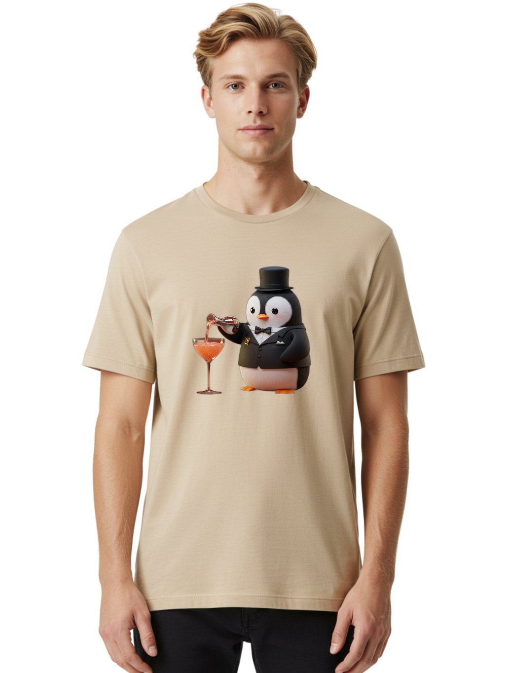 Penguin-Bartender-1 Men'S Graphic Tee, 100% Cotton, Comfortable Casual Summer Wear, Machine Washable, Vintage Camera, Old Camera, Antique Camera, Black Camera, Classic Photography, Photography Equipment, Nostalgic Device, Film Camera, Baf966