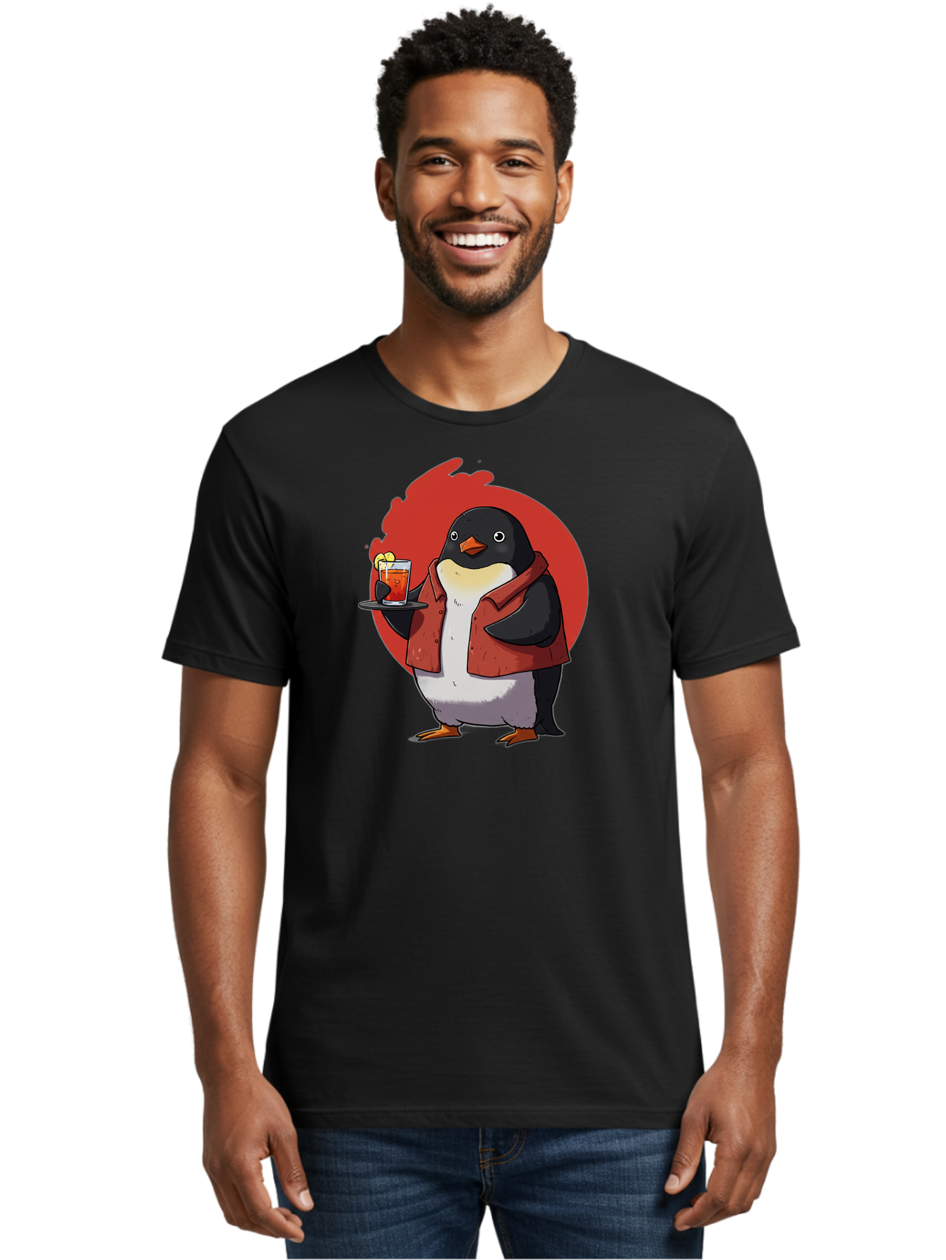 Penguin-Bartender-10 Men'S Graphic Tee, 100% Cotton, Comfortable Casual Summer Wear, Machine Washable, Vintage Camera, Old Camera, Antique Camera, Black Camera, Classic Photography, Photography Equipment, Nostalgic Device, Film Camera, Baf967