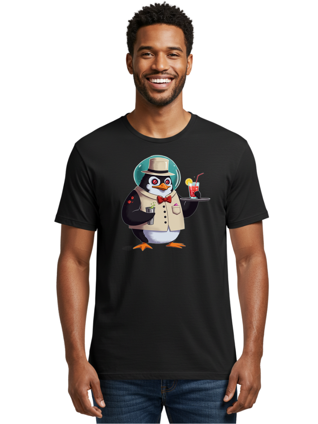 Penguin-Bartender-13 Men'S Graphic Tee, 100% Cotton, Comfortable Casual Summer Wear, Machine Washable, Vintage Camera, Old Camera, Antique Camera, Black Camera, Classic Photography, Photography Equipment, Nostalgic Device, Film Camera, Baf970
