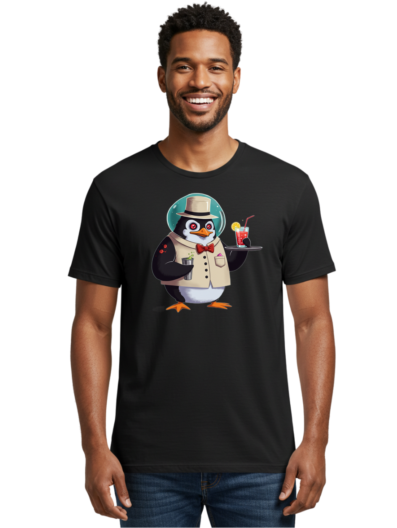 Penguin-Bartender-13 Men'S Graphic Tee, 100% Cotton, Comfortable Casual Summer Wear, Machine Washable, Vintage Camera, Old Camera, Antique Camera, Black Camera, Classic Photography, Photography Equipment, Nostalgic Device, Film Camera, Baf970