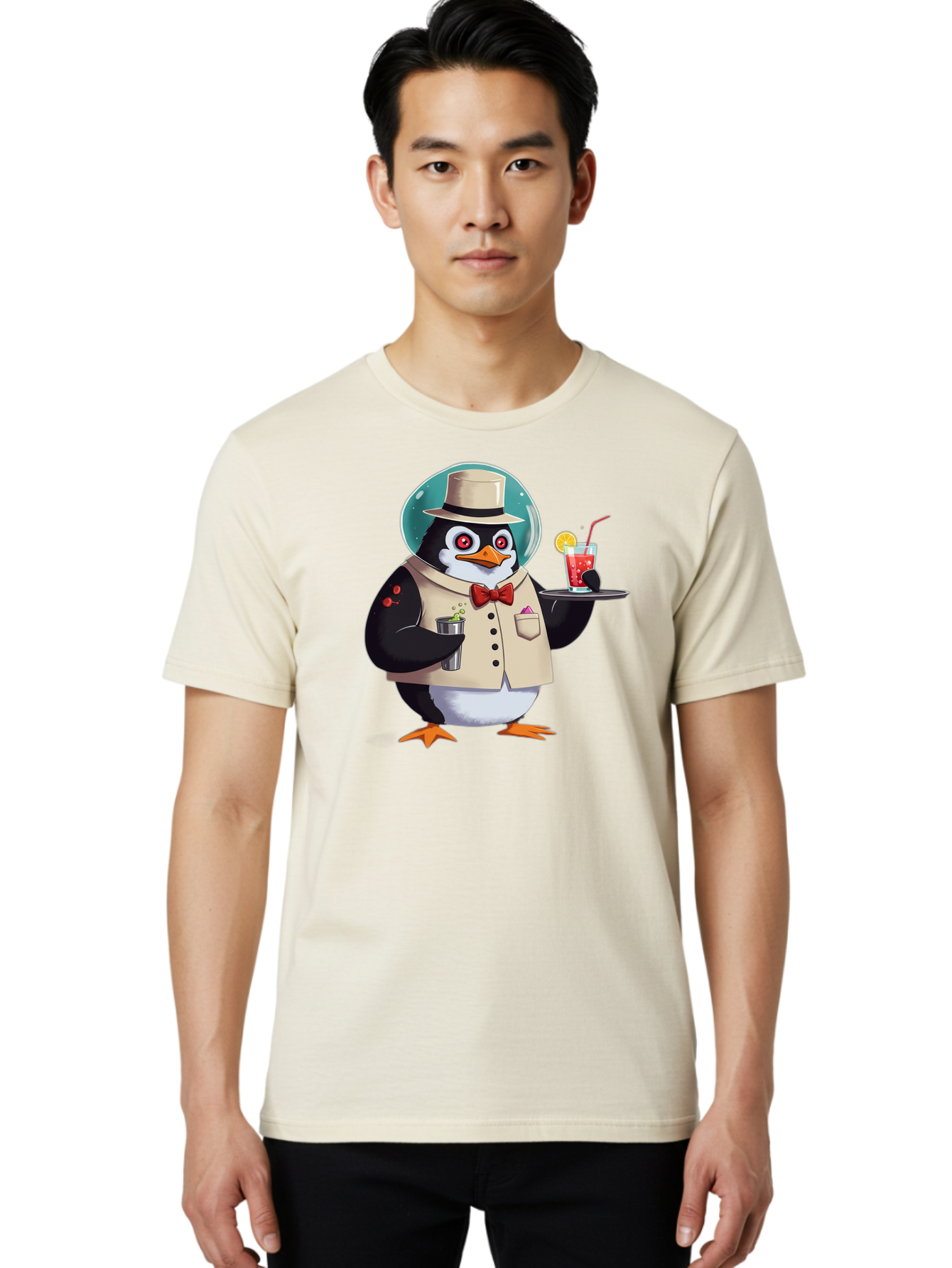 Penguin-Bartender-13 Men'S Graphic Tee, 100% Cotton, Comfortable Casual Summer Wear, Machine Washable, Vintage Camera, Old Camera, Antique Camera, Black Camera, Classic Photography, Photography Equipment, Nostalgic Device, Film Camera, Baf970