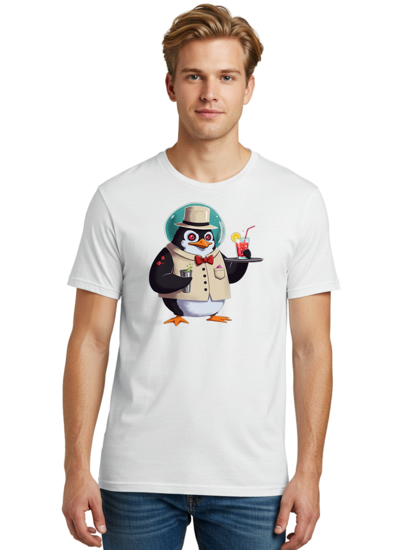 Penguin-Bartender-13 Men'S Graphic Tee, 100% Cotton, Comfortable Casual Summer Wear, Machine Washable, Vintage Camera, Old Camera, Antique Camera, Black Camera, Classic Photography, Photography Equipment, Nostalgic Device, Film Camera, Baf970