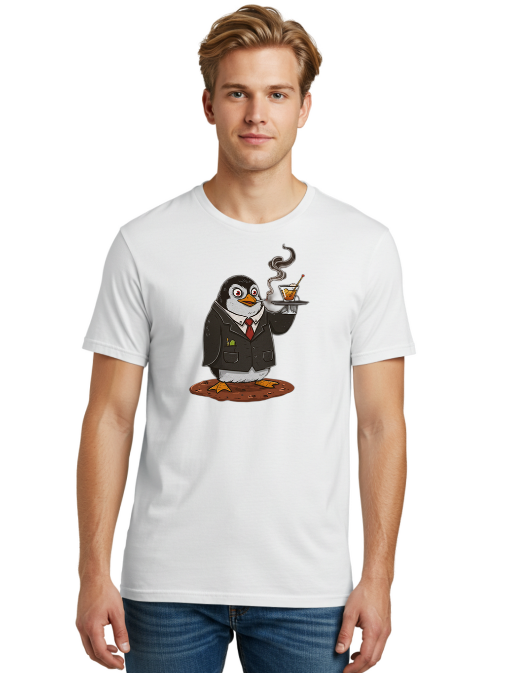 Penguin-Bartender-14 Men'S Graphic Tee, 100% Cotton, Comfortable Casual Summer Wear, Machine Washable, Vintage Camera, Old Camera, Antique Camera, Black Camera, Classic Photography, Photography Equipment, Nostalgic Device, Film Camera, Baf971