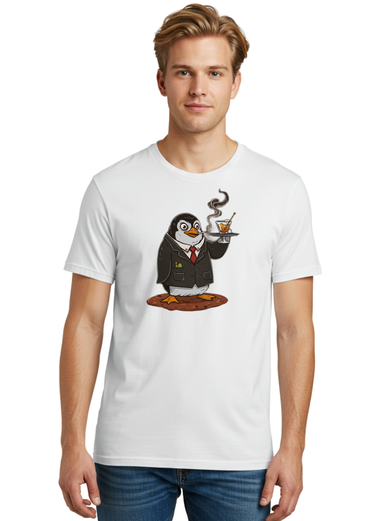 Penguin-Bartender-14 Men'S Graphic Tee, 100% Cotton, Comfortable Casual Summer Wear, Machine Washable, Vintage Camera, Old Camera, Antique Camera, Black Camera, Classic Photography, Photography Equipment, Nostalgic Device, Film Camera, Baf971