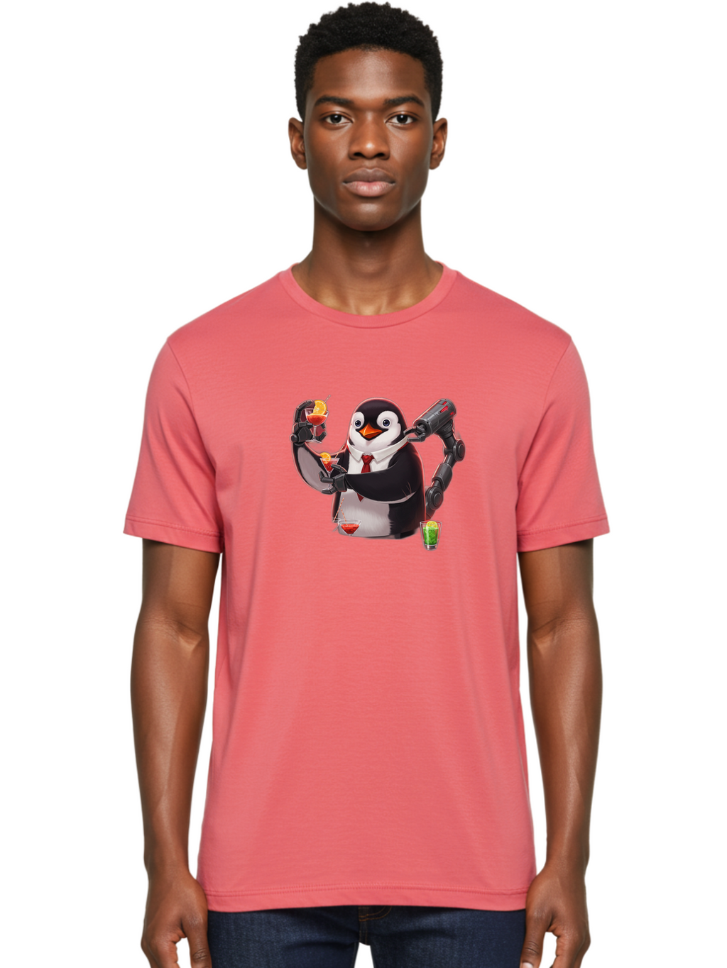 Penguin-Bartender-2 Men'S Graphic Tee, 100% Cotton, Comfortable Casual Summer Wear, Machine Washable, Vintage Camera, Old Camera, Antique Camera, Black Camera, Classic Photography, Photography Equipment, Nostalgic Device, Film Camera, Baf972