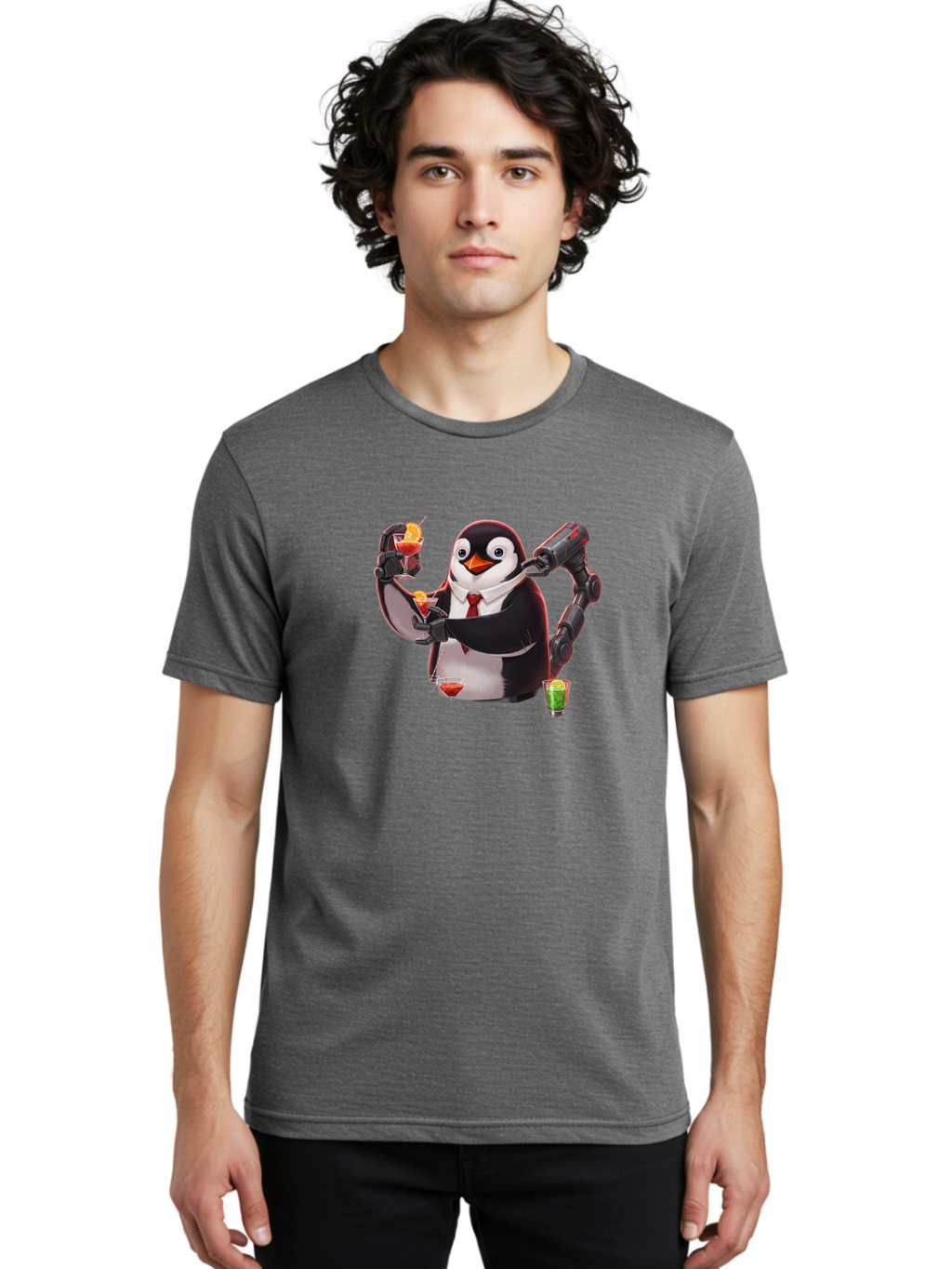 Penguin-Bartender-2 Men'S Graphic Tee, 100% Cotton, Comfortable Casual Summer Wear, Machine Washable, Vintage Camera, Old Camera, Antique Camera, Black Camera, Classic Photography, Photography Equipment, Nostalgic Device, Film Camera, Baf972