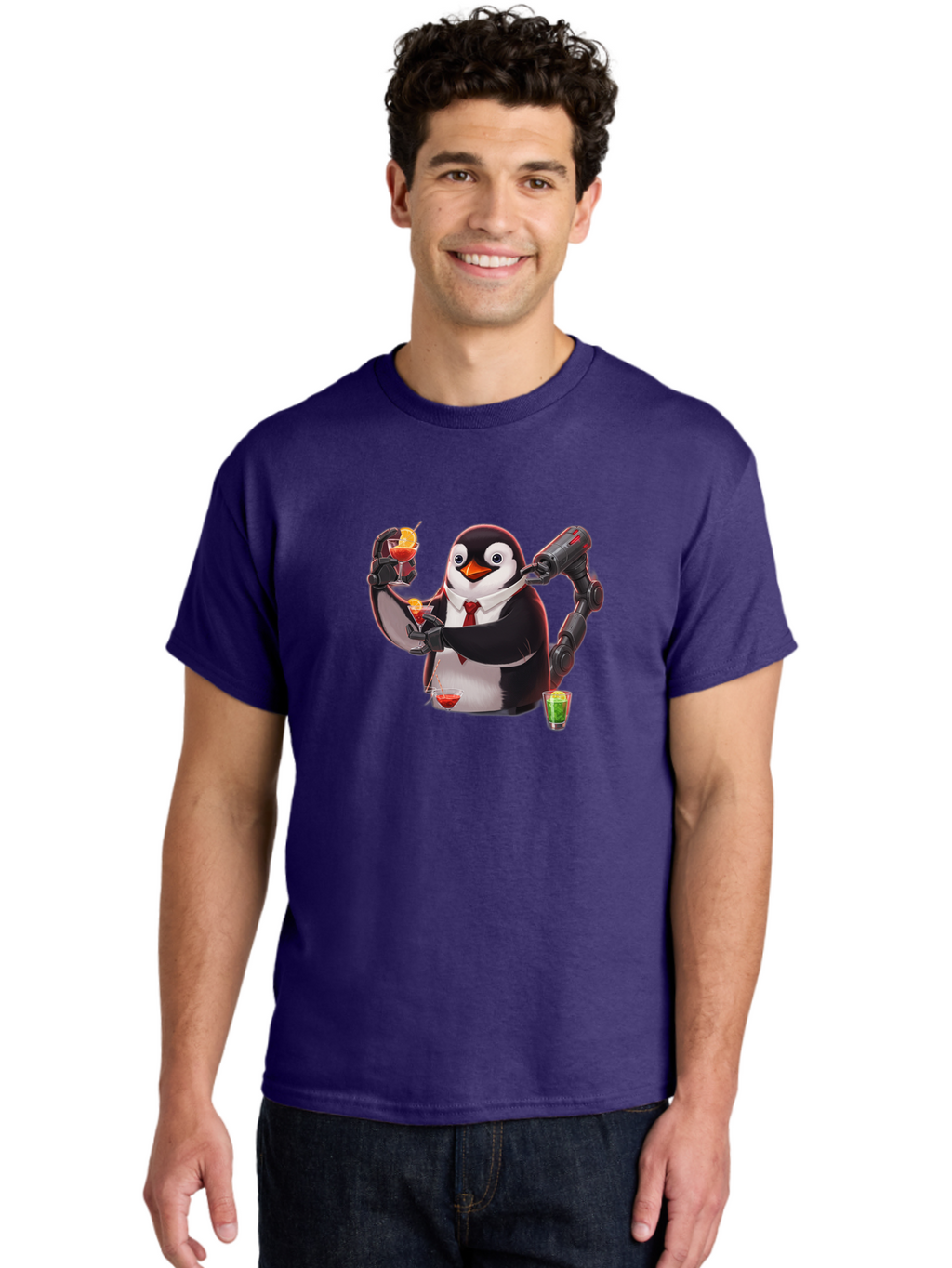 Penguin-Bartender-2 Men'S Graphic Tee, 100% Cotton, Comfortable Casual Summer Wear, Machine Washable, Vintage Camera, Old Camera, Antique Camera, Black Camera, Classic Photography, Photography Equipment, Nostalgic Device, Film Camera, Baf972