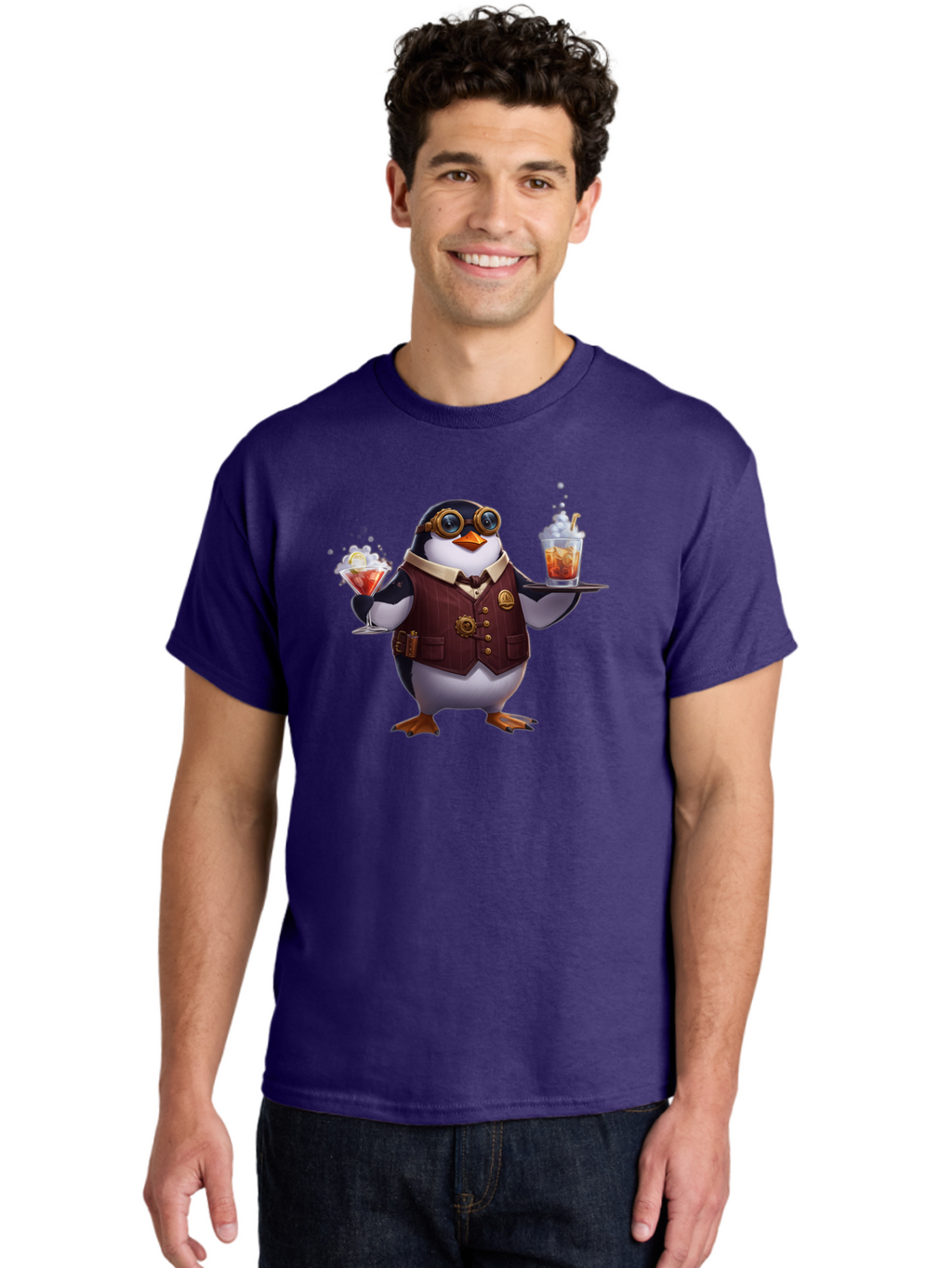 Penguin-Bartender-3 Men'S Graphic Tee, 100% Cotton, Comfortable Casual Summer Wear, Machine Washable, Vintage Camera, Old Camera, Antique Camera, Black Camera, Classic Photography, Photography Equipment, Nostalgic Device, Film Camera, Baf973