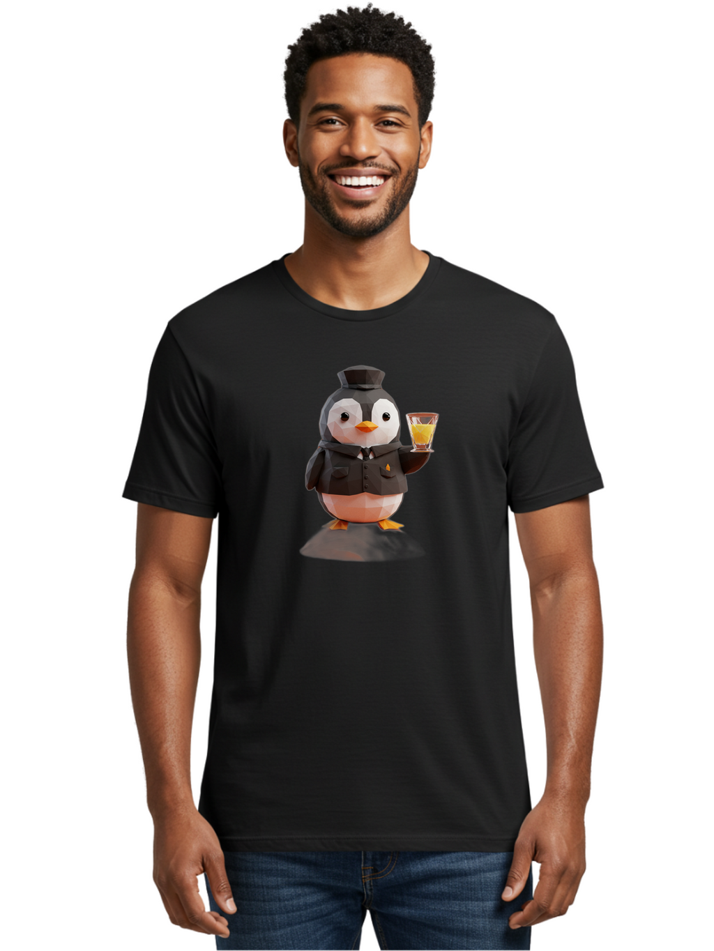 Penguin-Bartender-4 Men'S Graphic Tee, 100% Cotton, Comfortable Casual Summer Wear, Machine Washable, Vintage Camera, Old Camera, Antique Camera, Black Camera, Classic Photography, Photography Equipment, Nostalgic Device, Film Camera, Baf974