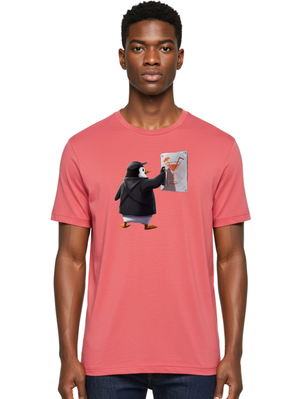 Penguin-Bartender-5 Men'S Graphic Tee, 100% Cotton, Comfortable Casual Summer Wear, Machine Washable, Vintage Camera, Old Camera, Antique Camera, Black Camera, Classic Photography, Photography Equipment, Nostalgic Device, Film Camera, Baf975