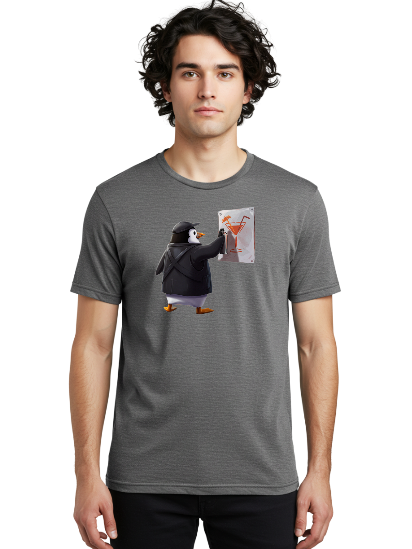 Penguin-Bartender-5 Men'S Graphic Tee, 100% Cotton, Comfortable Casual Summer Wear, Machine Washable, Vintage Camera, Old Camera, Antique Camera, Black Camera, Classic Photography, Photography Equipment, Nostalgic Device, Film Camera, Baf975