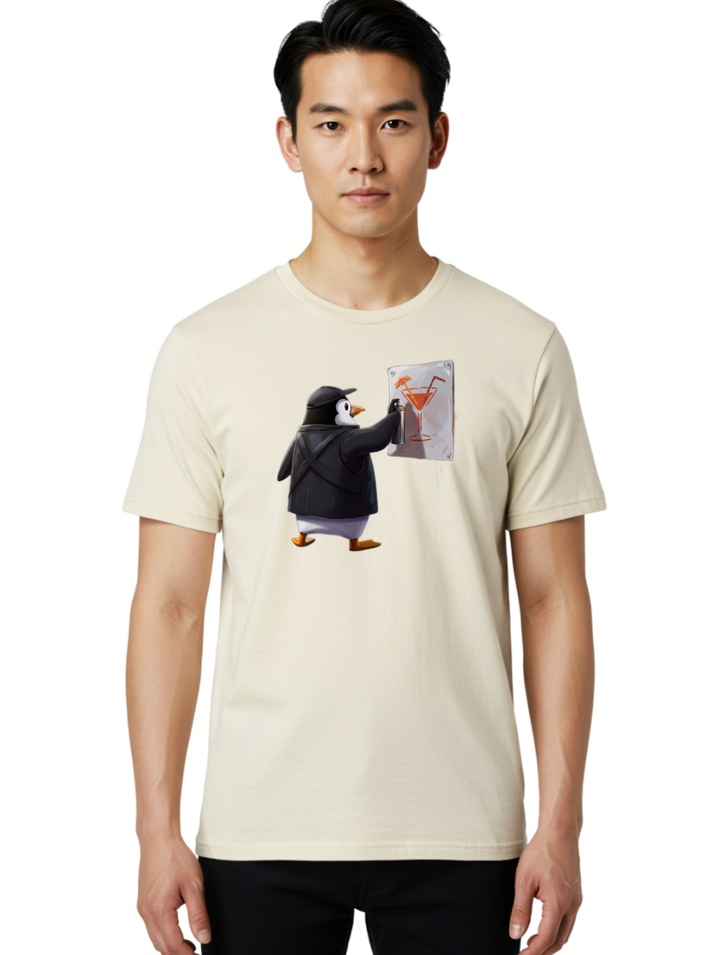 Penguin-Bartender-5 Men'S Graphic Tee, 100% Cotton, Comfortable Casual Summer Wear, Machine Washable, Vintage Camera, Old Camera, Antique Camera, Black Camera, Classic Photography, Photography Equipment, Nostalgic Device, Film Camera, Baf975