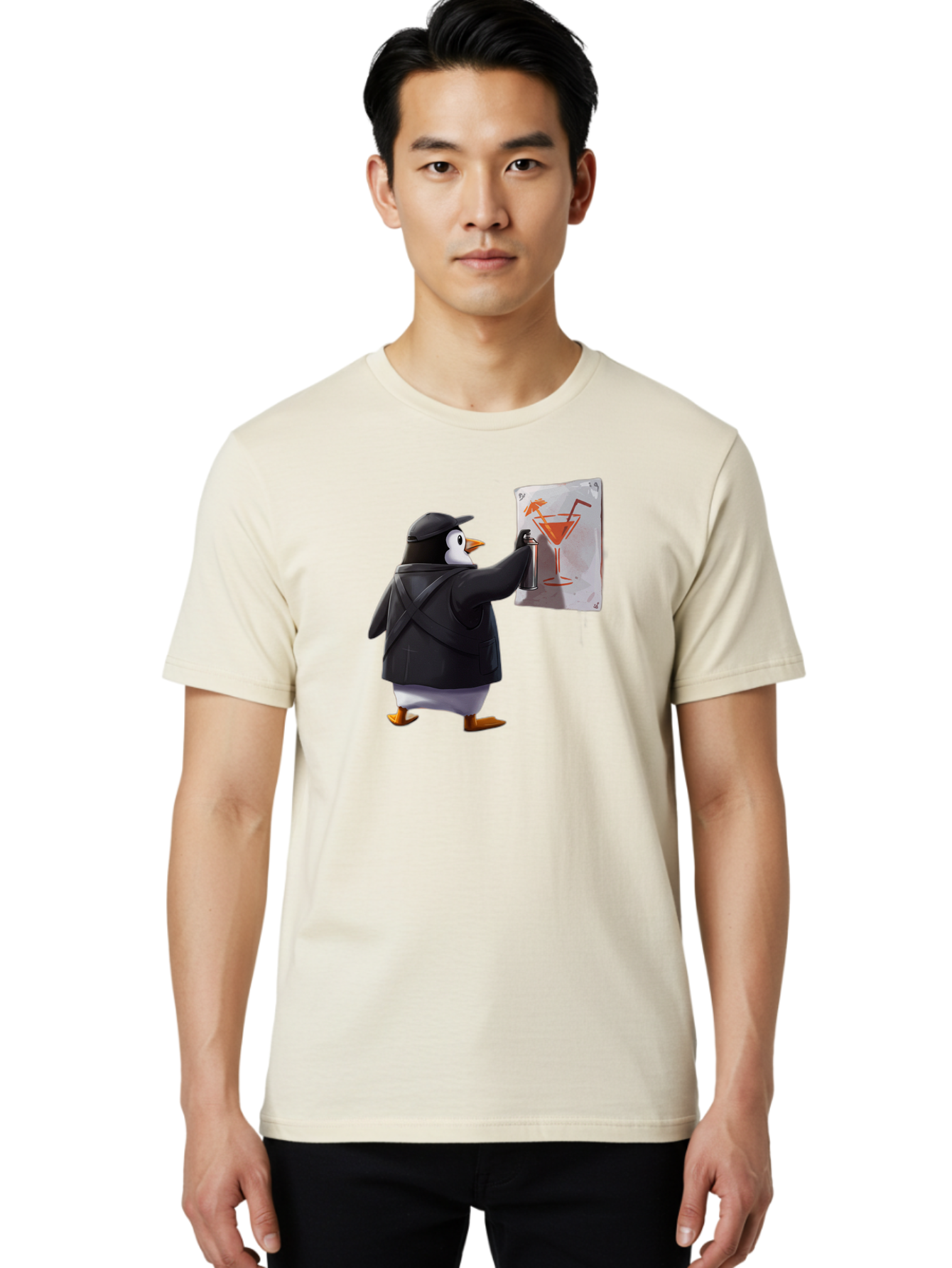 Penguin-Bartender-5 Men'S Graphic Tee, 100% Cotton, Comfortable Casual Summer Wear, Machine Washable, Vintage Camera, Old Camera, Antique Camera, Black Camera, Classic Photography, Photography Equipment, Nostalgic Device, Film Camera, Baf975